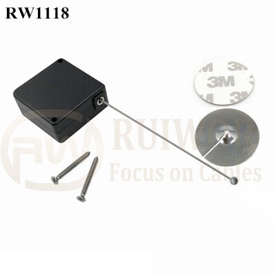 RuiWor RW1118 Square Anti Theft Cable Retractor Plus Dia 38mm Circular Sticky Metal Plate Used In Security Solutions