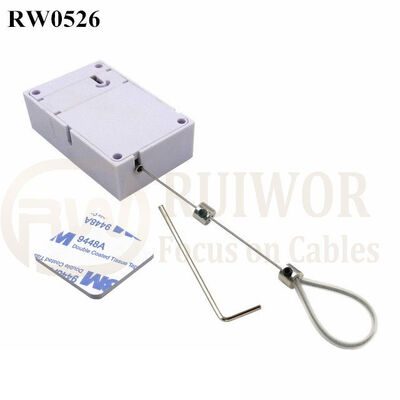 RW0526 Cuboid Anti Theft Pull Box With Adjustalbe Stainless Steel Anti-Theft Cable Loop Coated With Silicone Hose