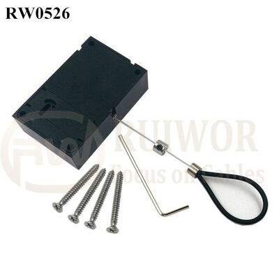 RW0526 Cuboid Anti Theft Pull Box With Adjustalbe Stainless Steel Anti-Theft Cable Loop Coated With Silicone Hose