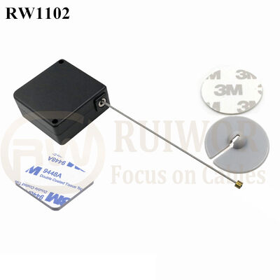 RuiWor RW1102 Light Force Anti Theft Retractable Tether With 30MM Circle Adhesive ABS Plate For Open Sale Security
