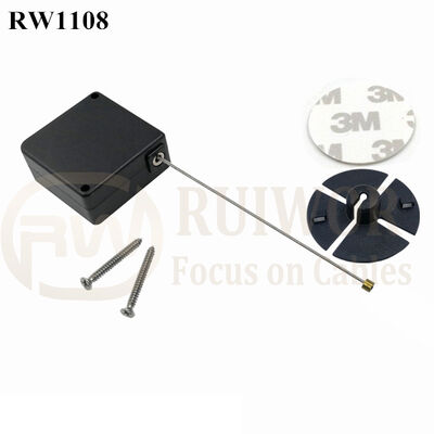 RuiWor RW1108 Square Cable Retraction Mechanism Plus Dia 38mm Circular Sticky Flexible ABS Plate For Retail Product Positioning