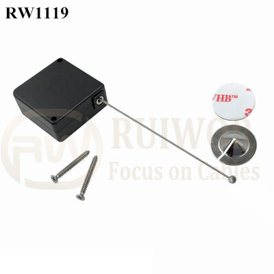 RuiWor RW1119 Mini Square Anti Theft Retail Cable With 22MM Circle Sticky Metal Plate For Open Sale Security
