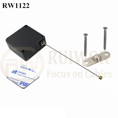 RuiWor RW1122 Square Retractable Tool Lanyard Plus Perforated Metal Plate Connector Installed By Screw