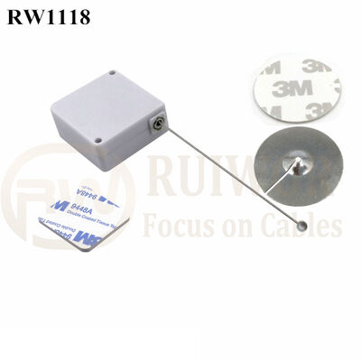 RuiWor RW1118 Square Anti Theft Cable Retractor Plus Dia 38mm Circular Sticky Metal Plate Used In Security Solutions