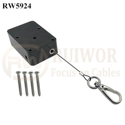 RW5924 Cuboid Heavy Duty Retractable Tether Stop Funzione Opzionale Più Gancio Portachiavi